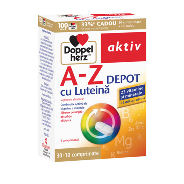 Aktiv A-Z depot cu luteina Doppelherz – 30 capsule + 10 cadou